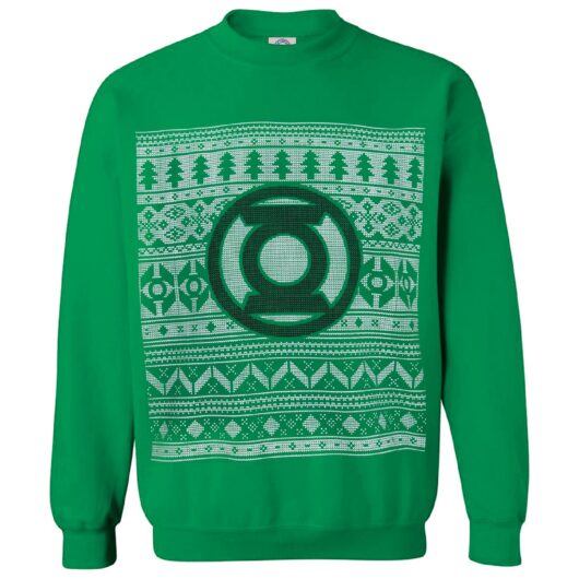 DC Comics Men's Green Lantern Christmas Fairisle Sweatshirt - Green - XXL