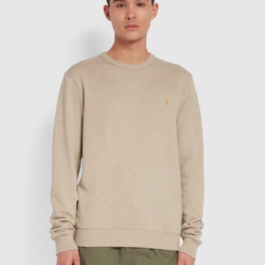Farah Tim Organic Cotton Crew Neck Sweatshirt In Grey