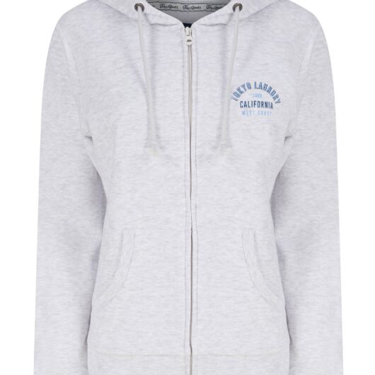 Hoodies / Sweatshirts West Cali Brushback Fleece Zip Through Hoodie in Ice Grey Marl / 12 - Tokyo Laundry