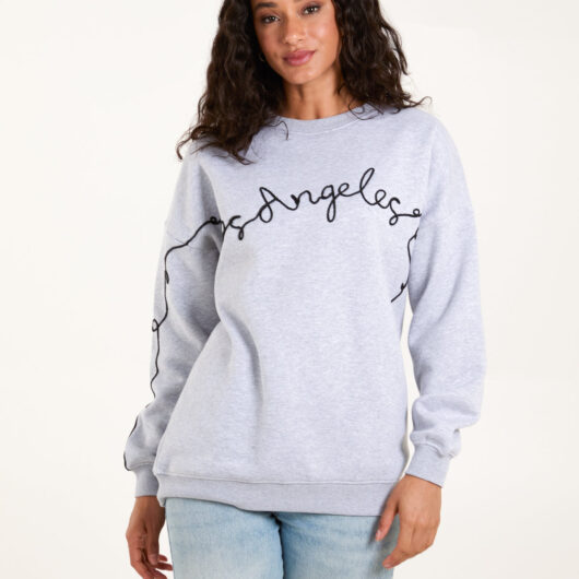 Los Angeles Slogan Sweatshirt - ONE / Light Grey