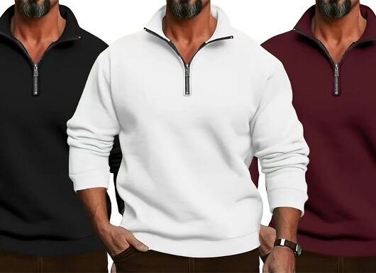 Men's 1/4 Zip Up Collar Sweatshirt - 9 Colours & 6 Sizes