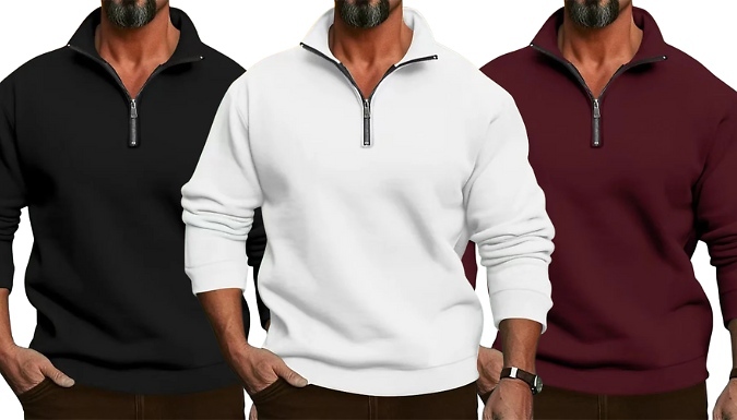 Men's 1/4 Zip Up Collar Sweatshirt - 9 Colours & 6 Sizes