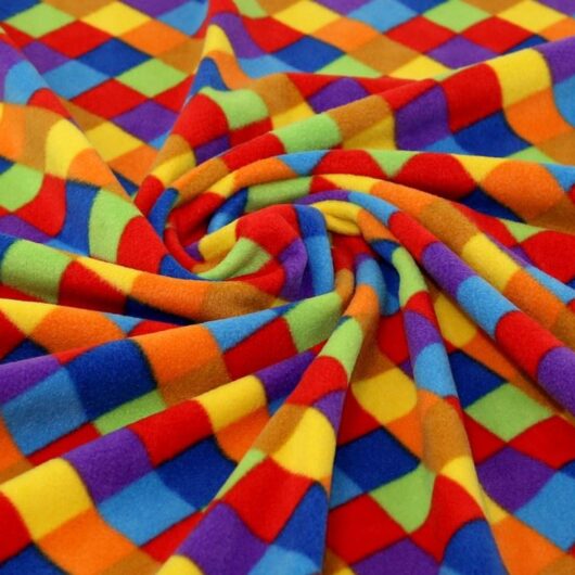 Polar Fleece Fabric Red Multicoloured