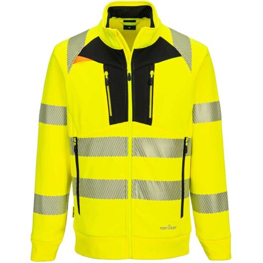 Portwest DX4 Hi Vis Funnel Neck Zipped Sweatshirt